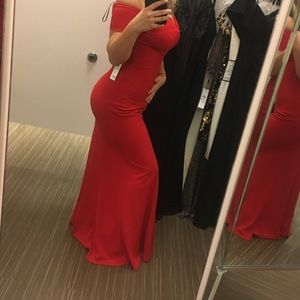 calvin klein red formal evening gown size 8 maxi